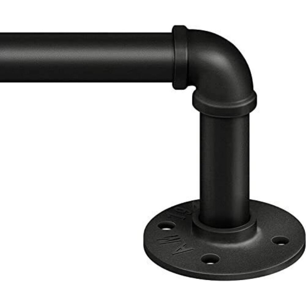 Curtain Rod for Windows 98 to 144 In, Industrial Style, Black